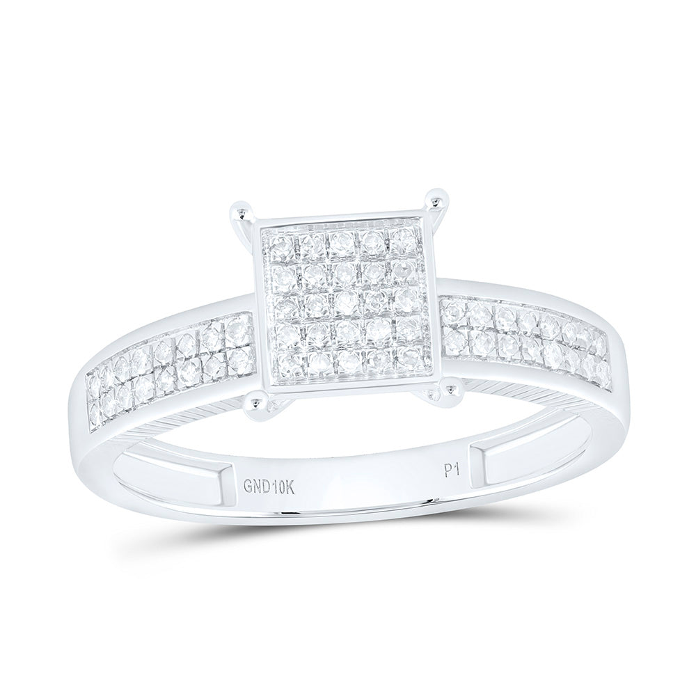 10k Gold 1/5 CTW-Natural Diamond Gift Square Ring