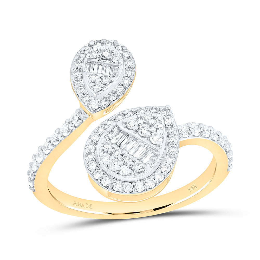 14k Gold 5/8 CTW-Natural Diamond Fashion Pear Cuff Ring