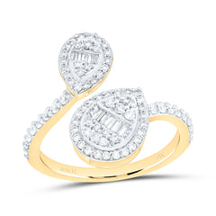 14k Gold 5/8 CTW-Natural Diamond Fashion Pear Cuff Ring