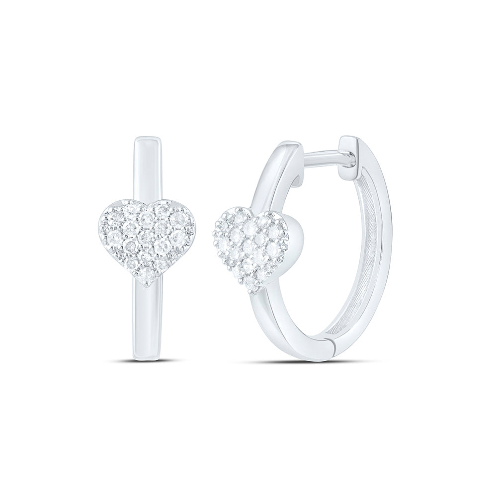 10k Gold 1/6 CTW-Natural Diamond Gift Heart Hoop Earring