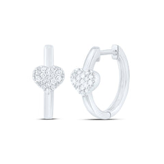 10k Gold 1/6 CTW-Natural Diamond Gift Heart Hoop Earring