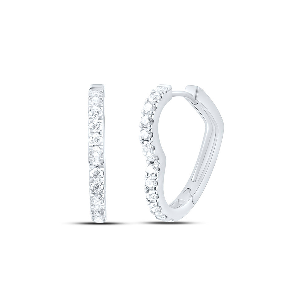 14k Gold 1/2 CTW-Natural Diamond Fashion Heart Hoop Earring