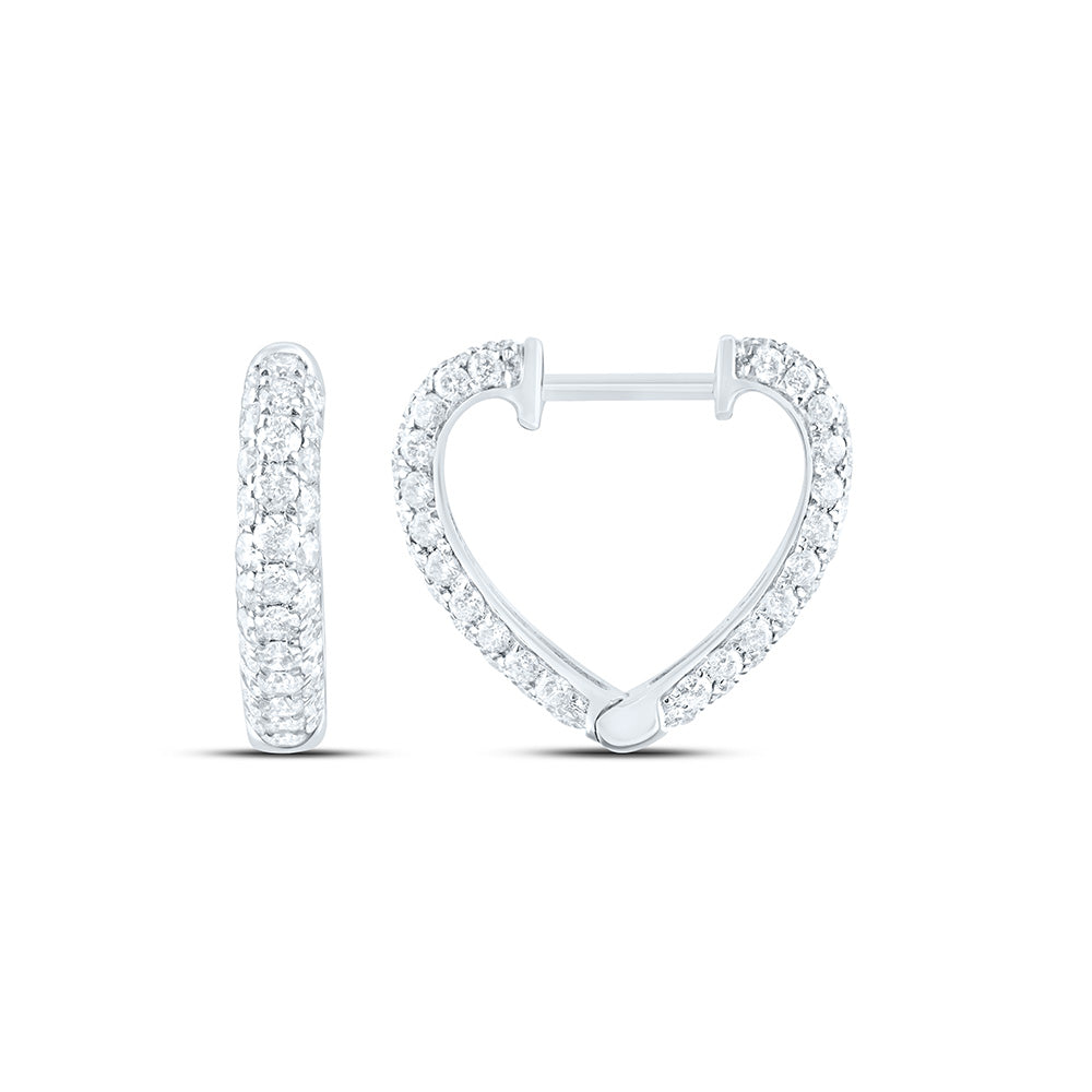 14k Gold 1 CTW-Natural Diamond Fashion Heart Hoop Earring