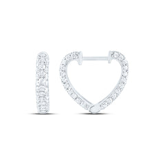 14k Gold 1 CTW-Natural Diamond Fashion Heart Hoop Earring