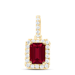14k Gold 1/4 CTW-Natural Diamond 7X5MM-Oct-Ru Natural Gemstone Octagon Pendant