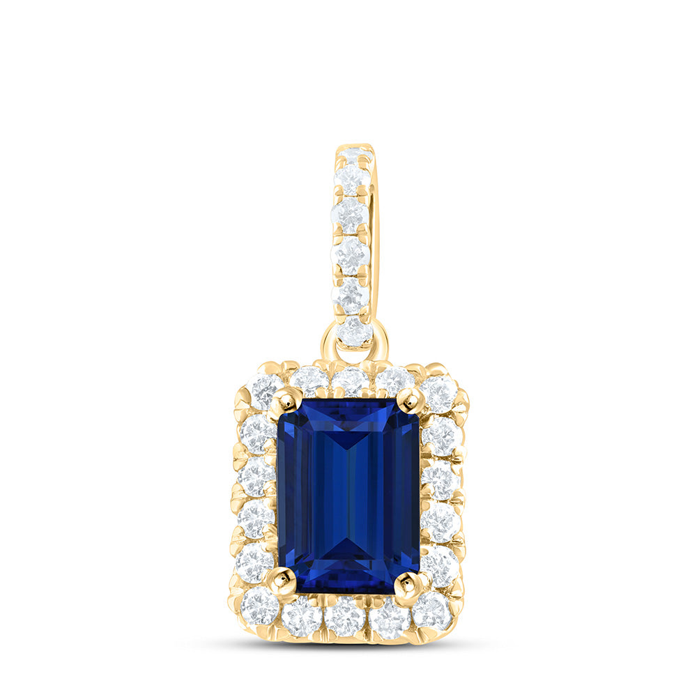 14k Gold 1/4 CTW-Natural Diamond 7X5MM-Oct-Bs Natural Gemstone Octagon Pendant