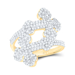 10k Gold 3/4 CTW-Natural Diamond Fashion Cross Cuff Ring