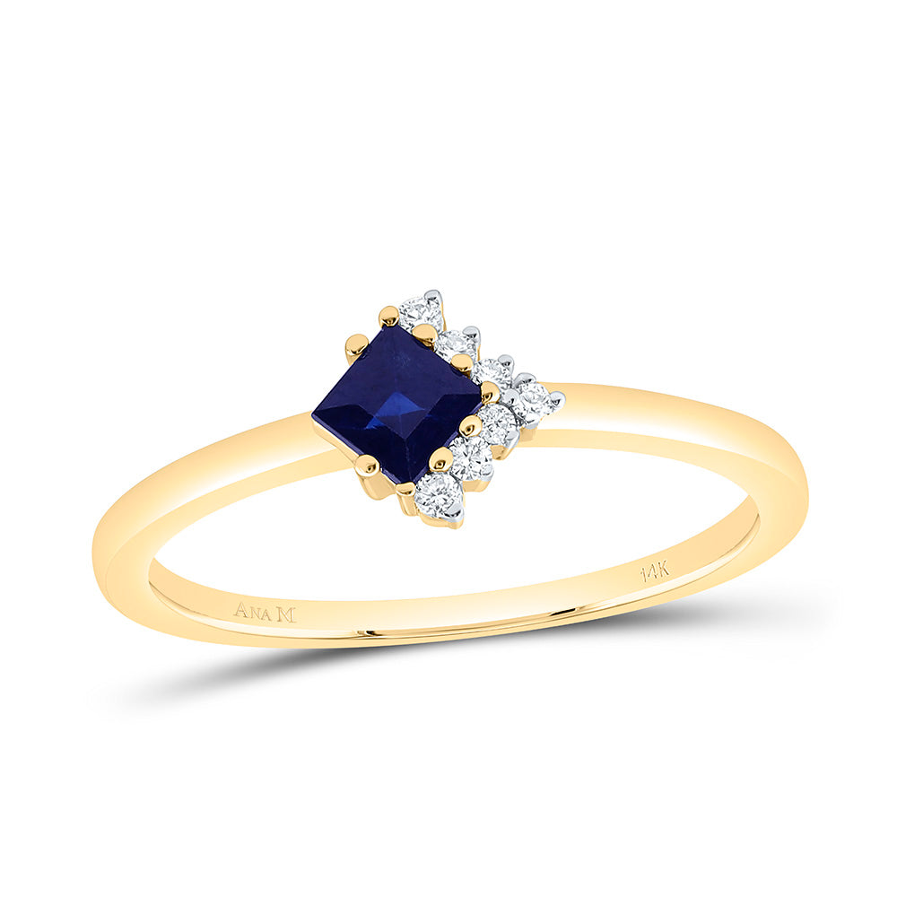 14k Gold 1/20 CTW-Natural Diamond 3.50MM Pr-Bs Natural Gemstone Ring
