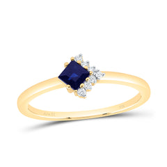 14k Gold 1/20 CTW-Natural Diamond 3.50MM Pr-Bs Natural Gemstone Ring