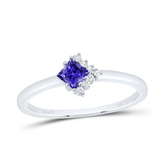 14k Gold 1/20 CTW-Natural Diamond 3.50MM Pr-Tan Natural Gemstone Ring