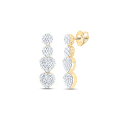 14k Gold 1 CTW-Natural Diamond Fashion Flower Heart Dangling Earring