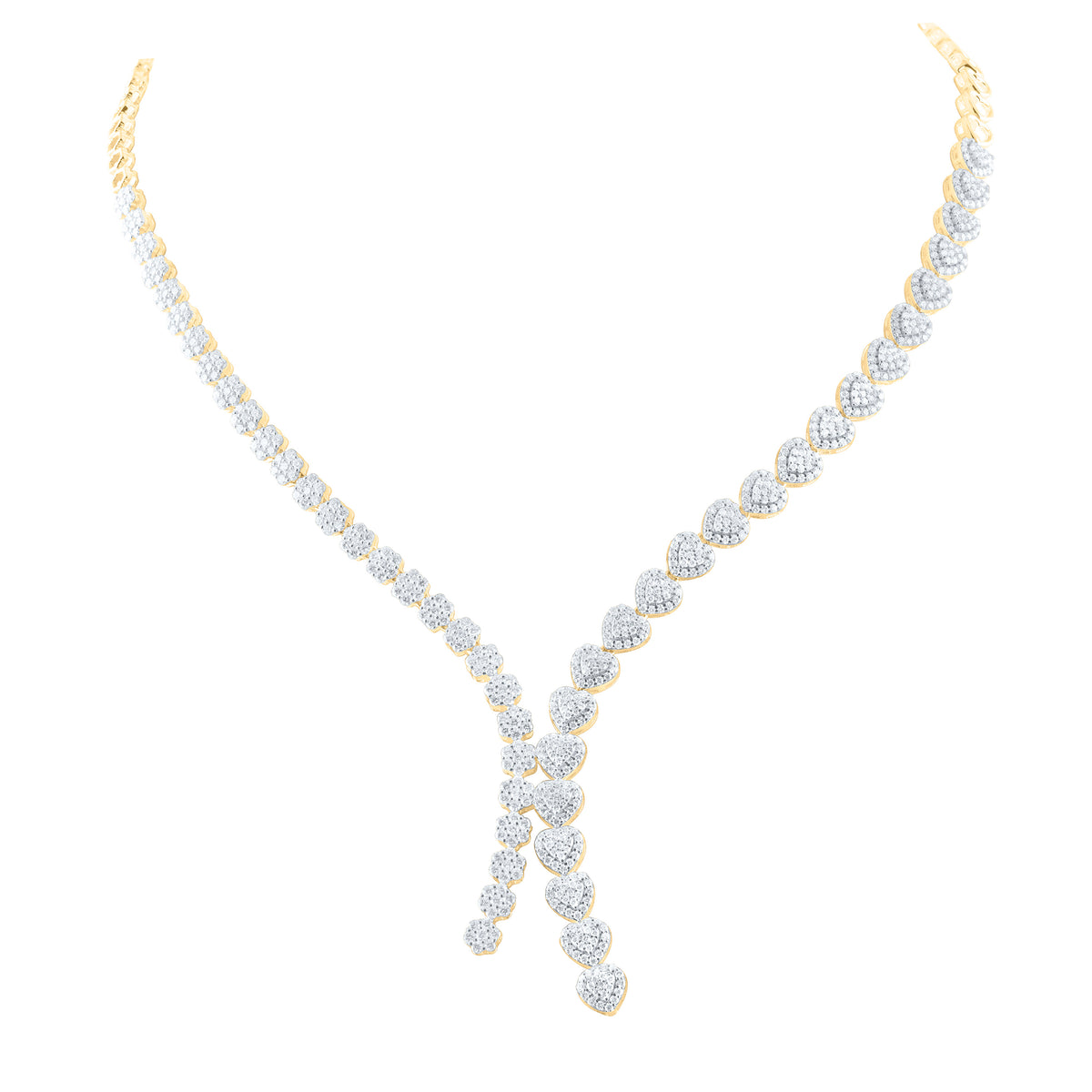 14k Gold 6 CTW-Natural Diamond Fashion Flower Heart Necklace (17 Inch )