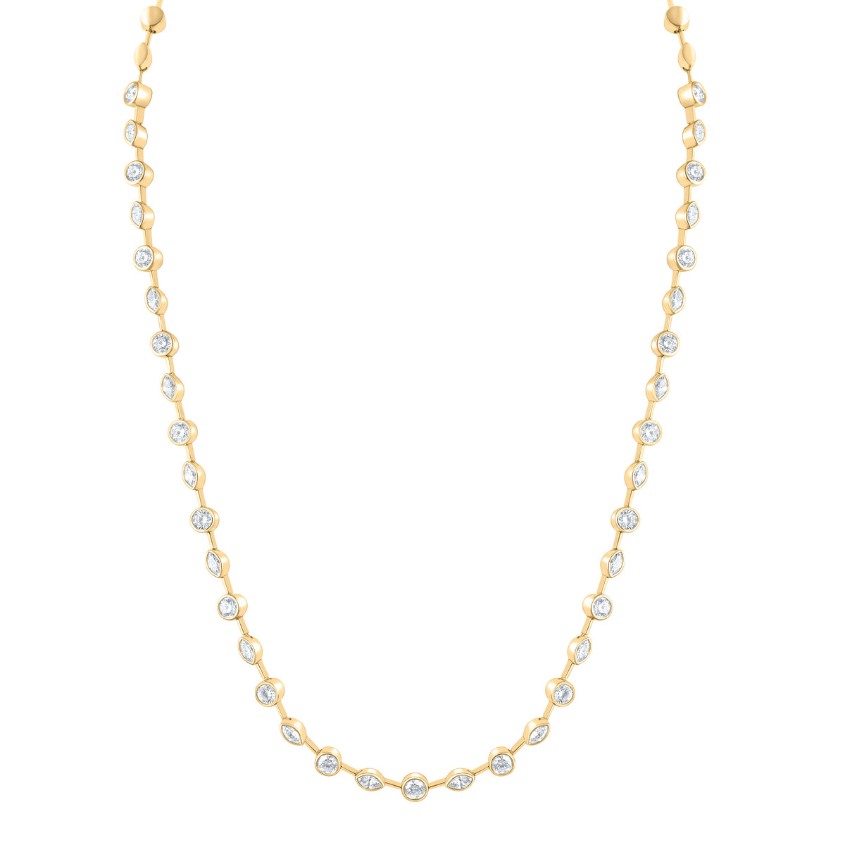 14k Gold 4 3/4 CTW-Natural Diamond E Fashion Necklace (17 Inch )