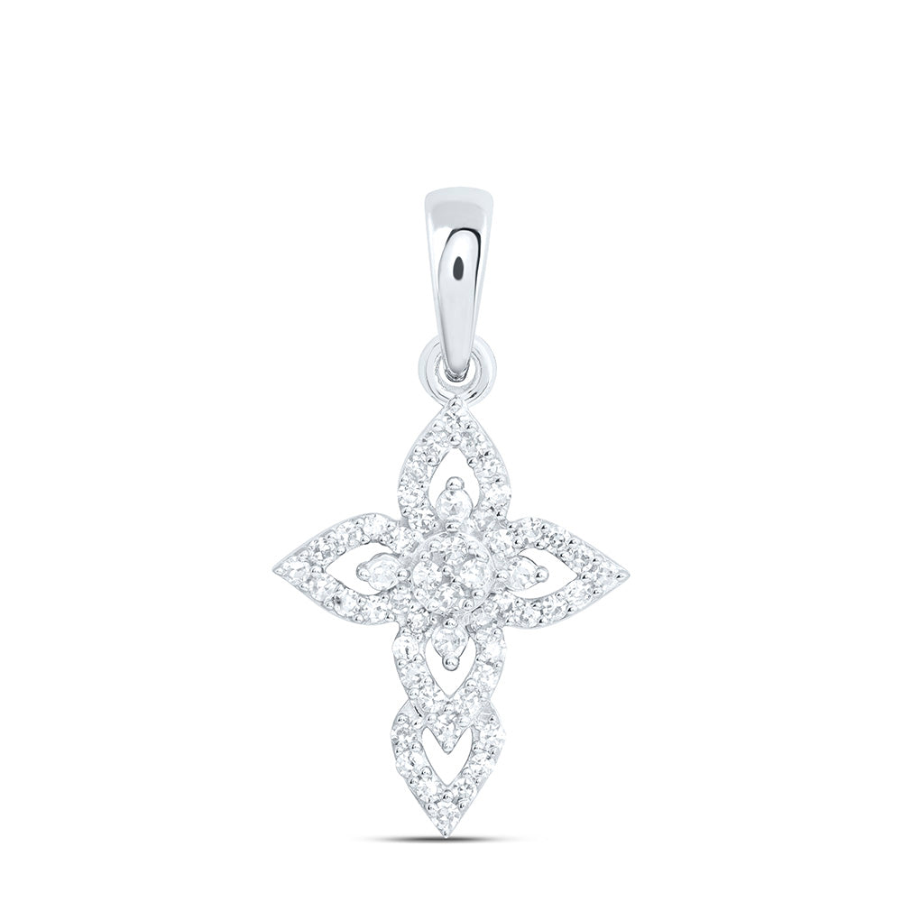 10k Gold 1/6 CTW-Natural Diamond Fashion Cross Pendant
