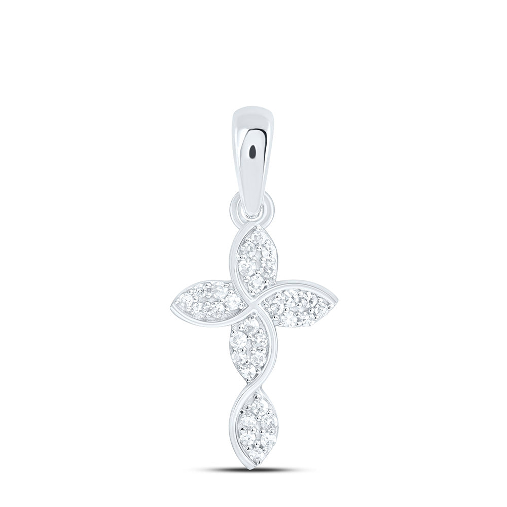 10k Gold 1/10 CTW-Natural Diamond Fashion Cross Pendant