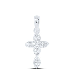 10k Gold 1/10 CTW-Natural Diamond Fashion Cross Pendant