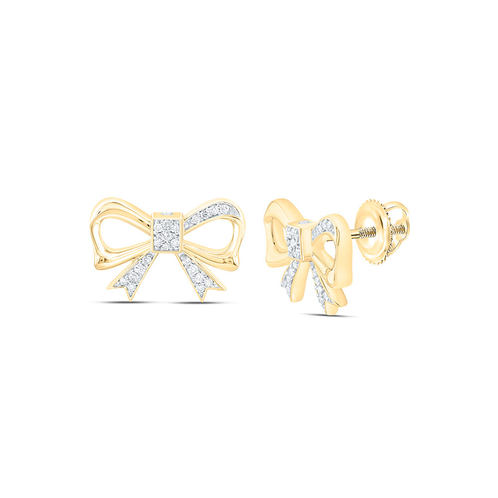 10k Gold 1/4 CTW-Natural Diamond Fashion Bow Earring
