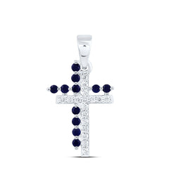 14k Gold 1/10 CTW-Natural Diamond 1/10 Ct-Rd-Bs Natural Gemstone Cross Pendant