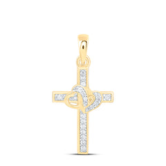 10k Gold 1/12 CTW-Natural Diamond Gift Heart Cross Pendant
