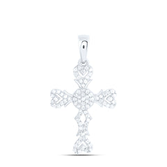 Sterling Silver 1/4 CTW-Natural Diamond Gift Heart Cross Pendant