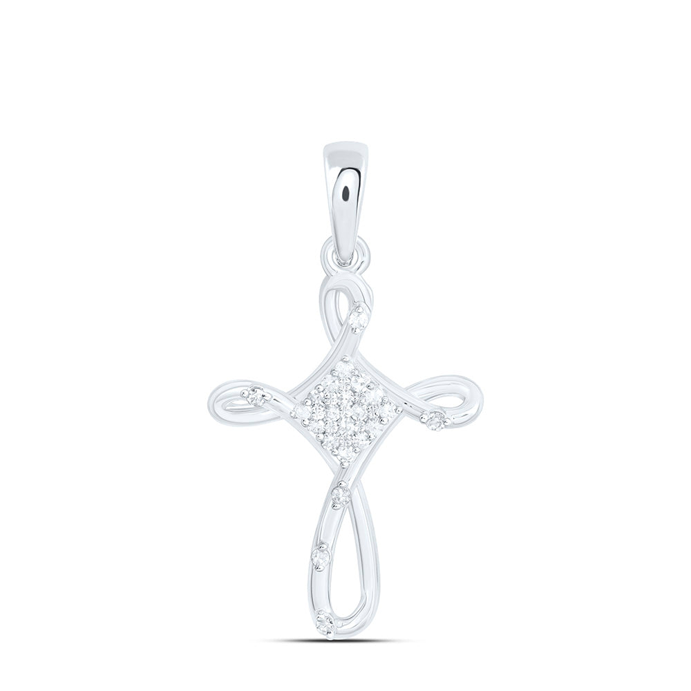 Sterling Silver 1/10 CTW-Natural Diamond Gift Cross Pendant