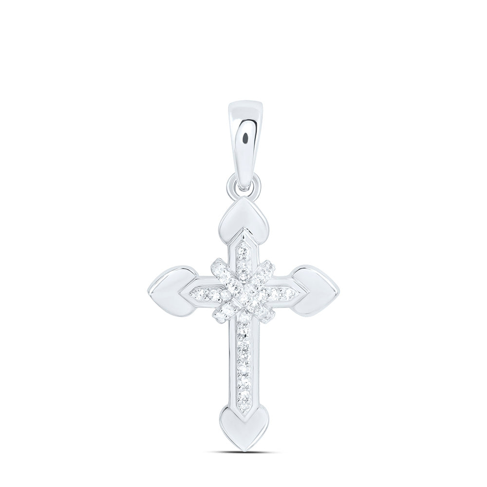 Sterling Silver 1/10 CTW-Natural Diamond Gift Heart Cross Pendant