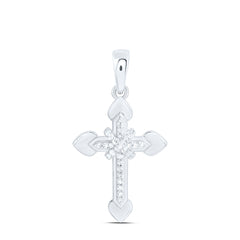 Sterling Silver 1/10 CTW-Natural Diamond Gift Heart Cross Pendant