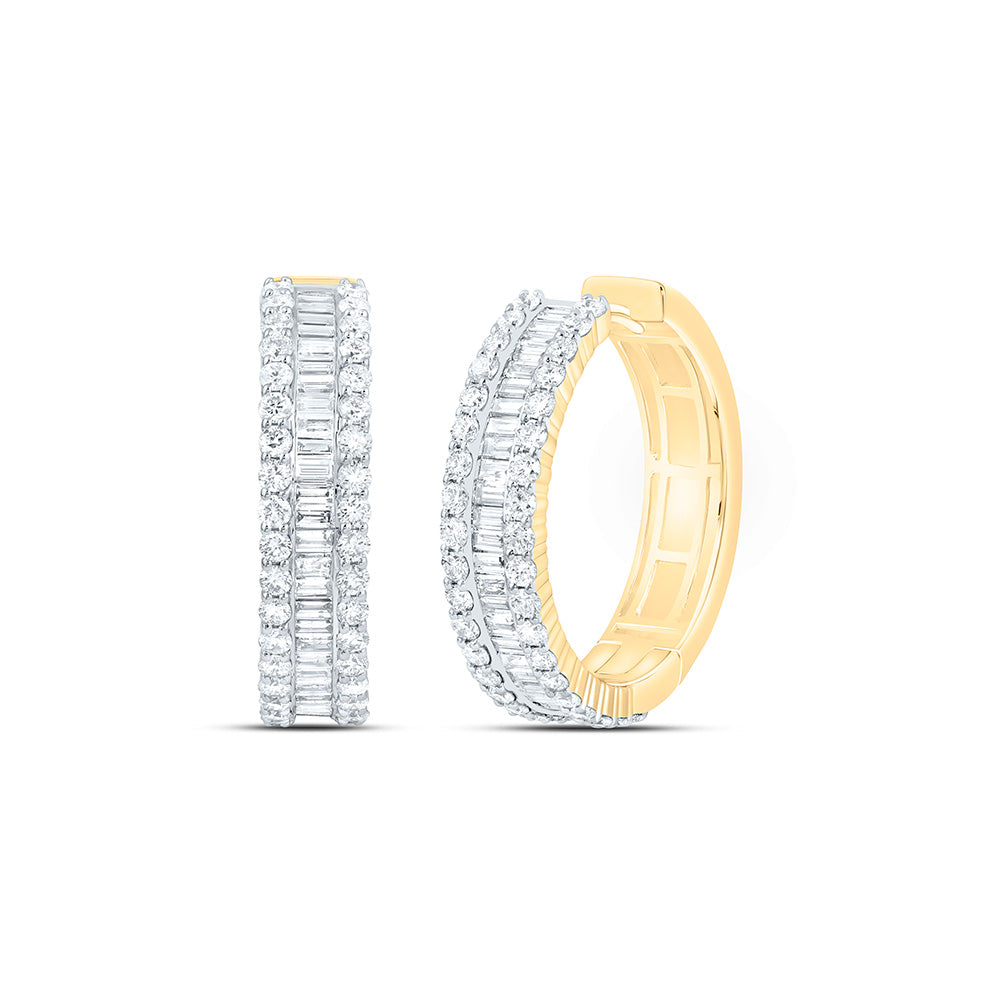 14k Gold 2 3/4 CTW-Natural Diamond Fashion Hoop Earring