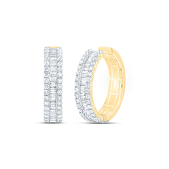 14k Gold 2 3/4 CTW-Natural Diamond Fashion Hoop Earring
