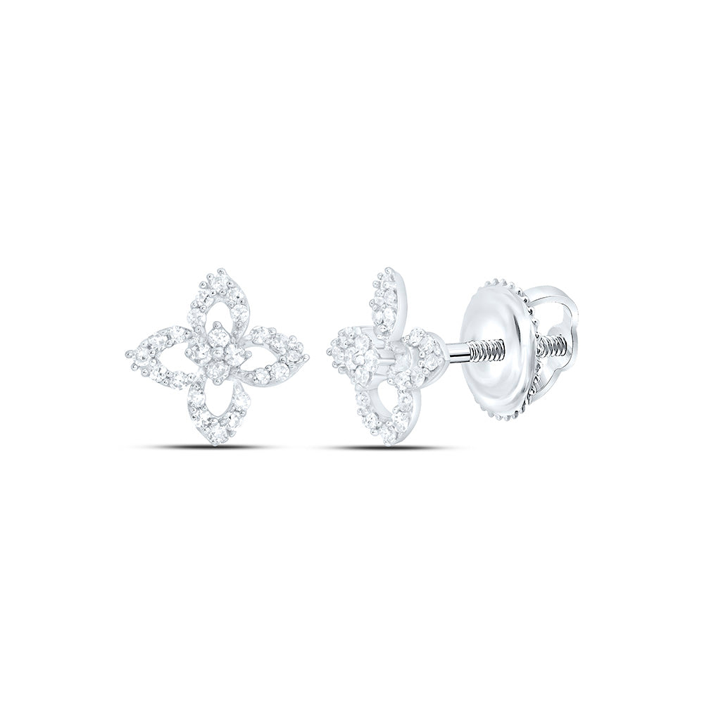 10k Gold 1/6 CTW-Natural Diamond Fashion Flower Earring