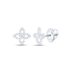 10k Gold 1/6 CTW-Natural Diamond Fashion Flower Earring