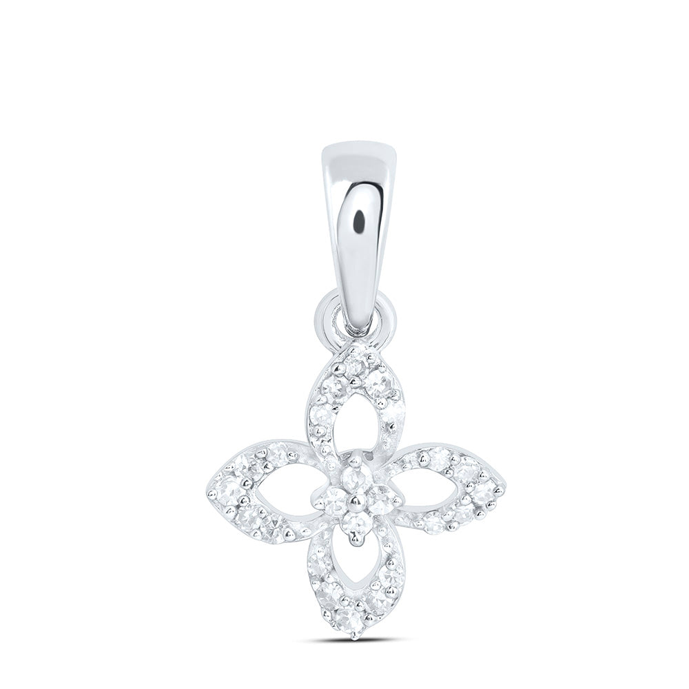 10k Gold 1/12 CTW-Natural Diamond Fashion Flower Pendant