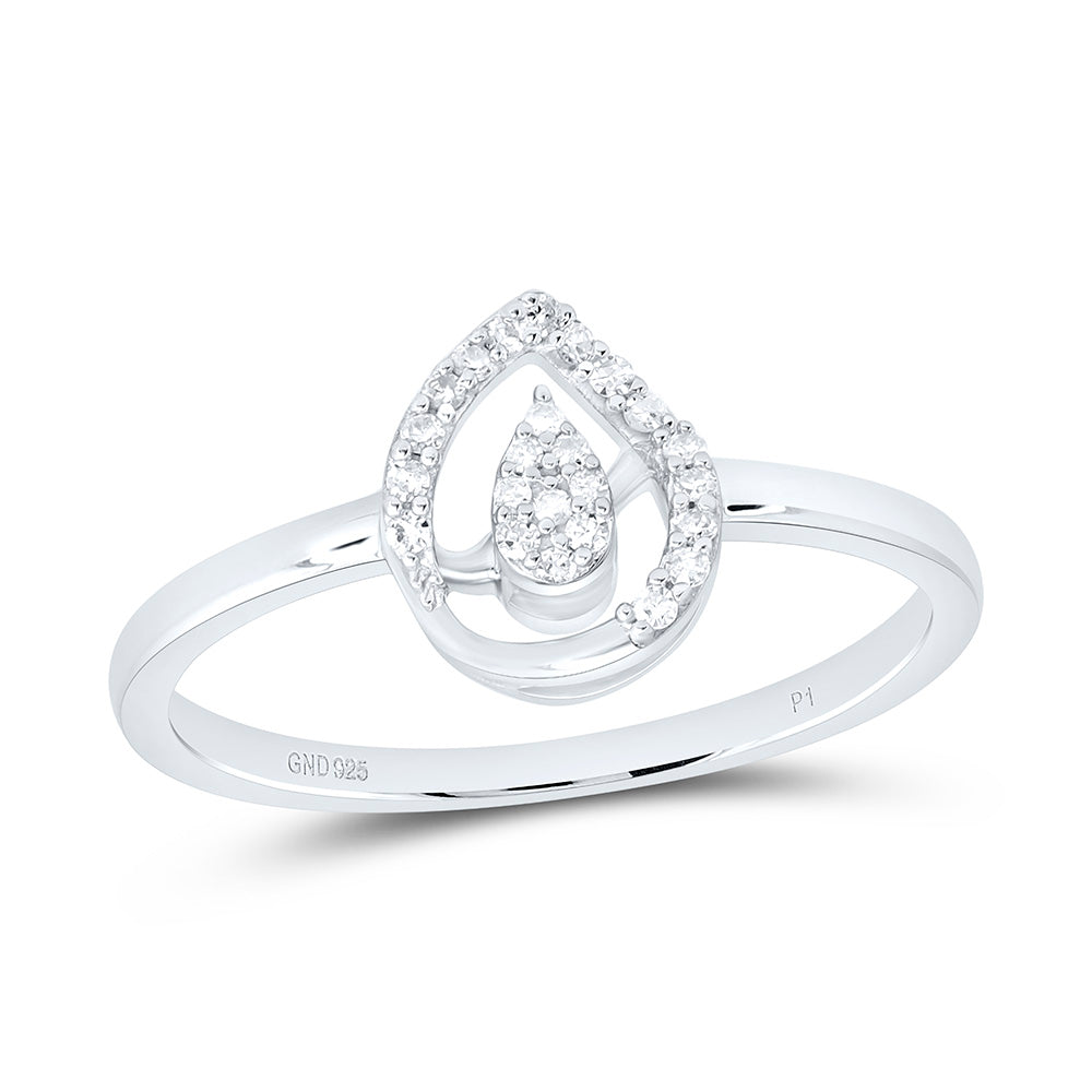 Sterling Silver 1/10 CTW-Natural Diamond Gift Pear Ring