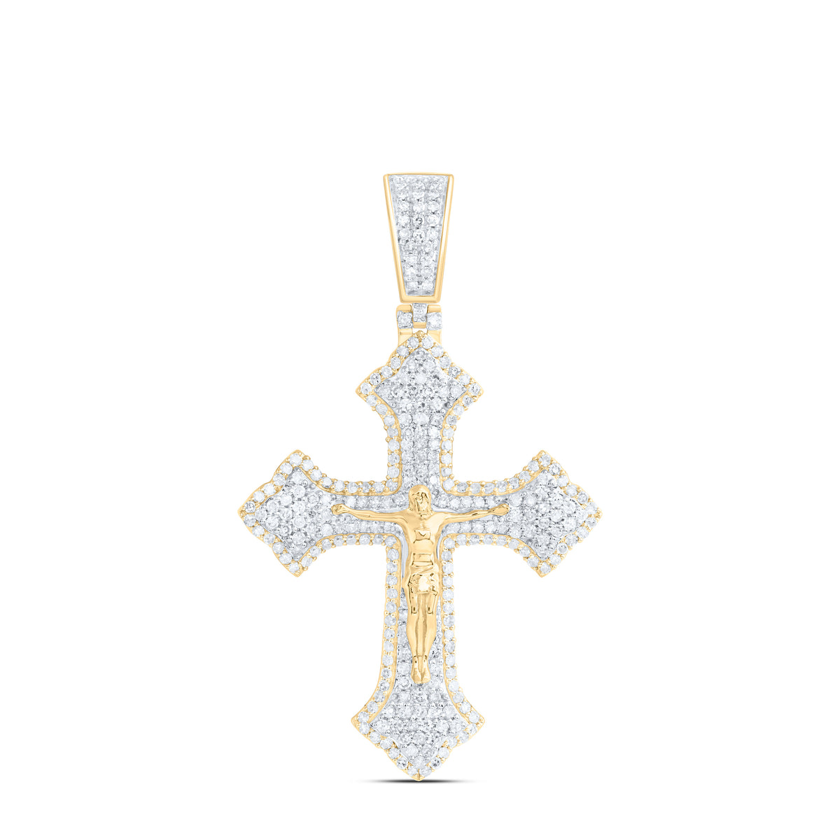 10k Gold 1 CTW-Natural Diamond Cross Mens Charm