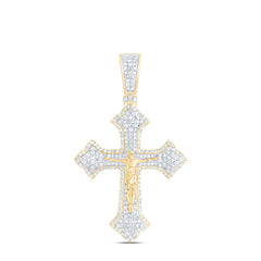 10k Gold 1 CTW-Natural Diamond Cross Mens Charm
