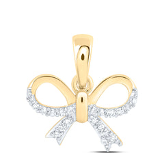 10k Gold 1/12 CTW-Natural Diamond Gift Bow Pendant