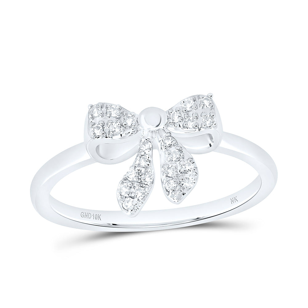 10k Gold 1/10 CTW-Natural Diamond Gift Bow Ring