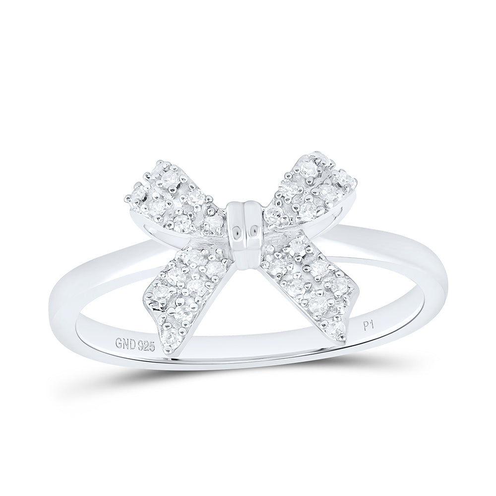 Sterling Silver 1/10 CTW-Natural Diamond Gift Bow Ring