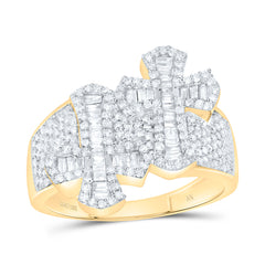 10k Gold 1 CTW-Natural Diamond Cross Mens Ring