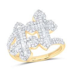 10k Gold 3/4 CTW-Natural Diamond Fashion Cross Ring