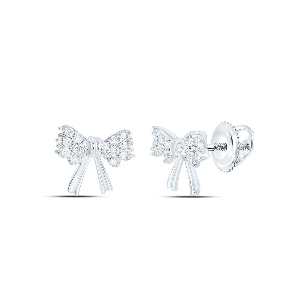 10k Gold 1/8 CTW-Natural Diamond Gift Bow Earring
