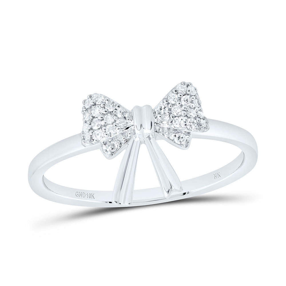 10k Gold 1/8 CTW-Natural Diamond Gift Bow Ring