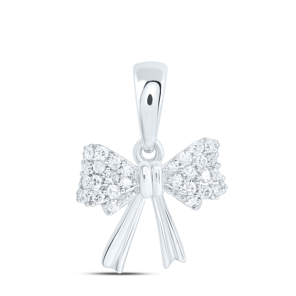 10k Gold 1/8 CTW-Natural Diamond Gift Bow Pendant
