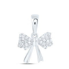 10k Gold 1/8 CTW-Natural Diamond Gift Bow Pendant