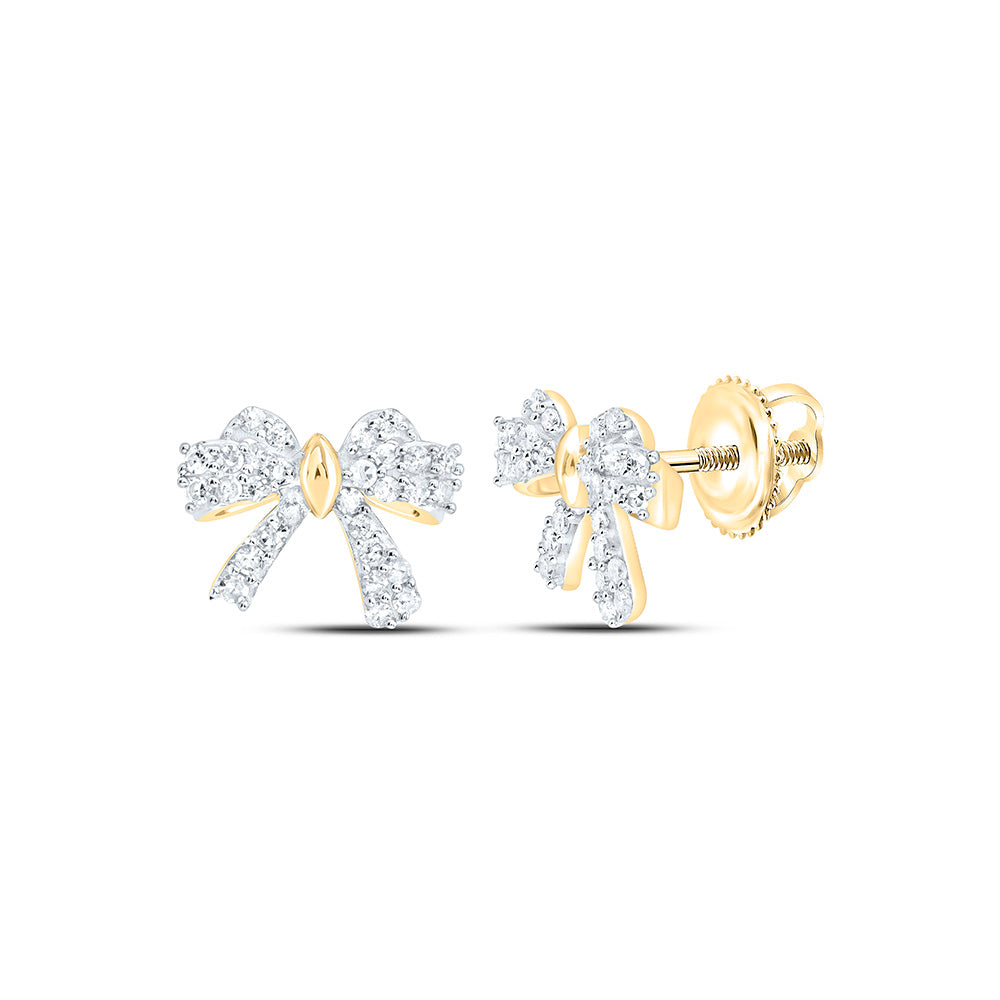 Sterling Silver 1/4 CTW-Natural Diamond Gift Bow Earring