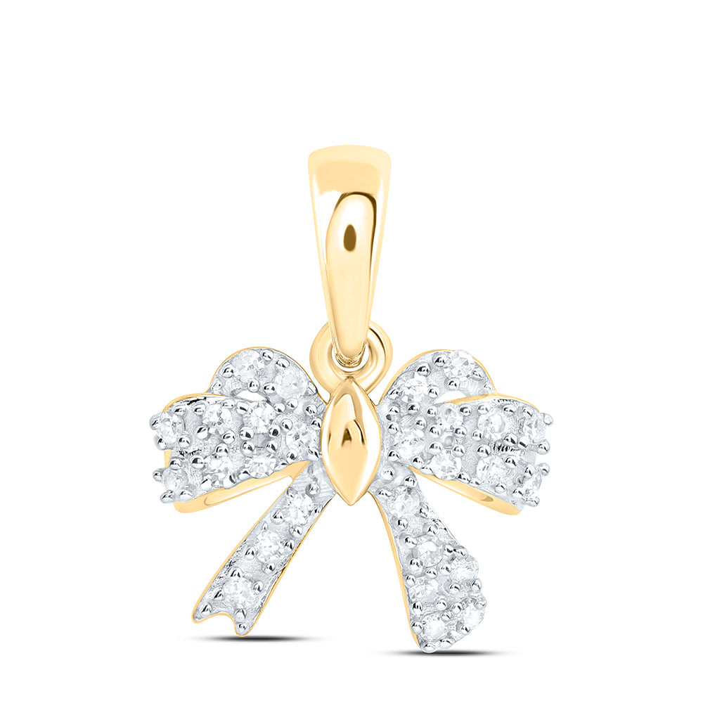 Sterling Silver 1/10 CTW-Natural Diamond Gift Bow Pendant
