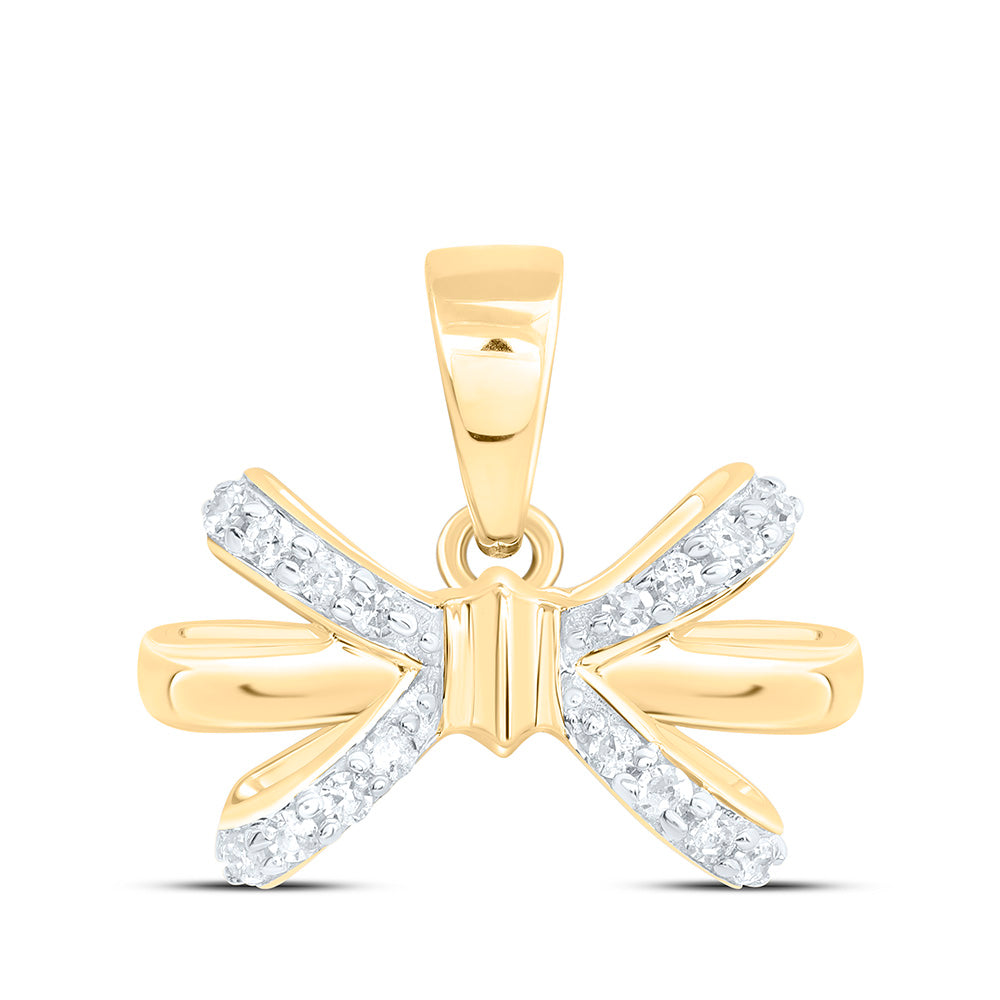Sterling Silver 1/20 CTW-Natural Diamond Gift Bow Pendant