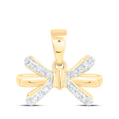 Sterling Silver 1/20 CTW-Natural Diamond Gift Bow Pendant