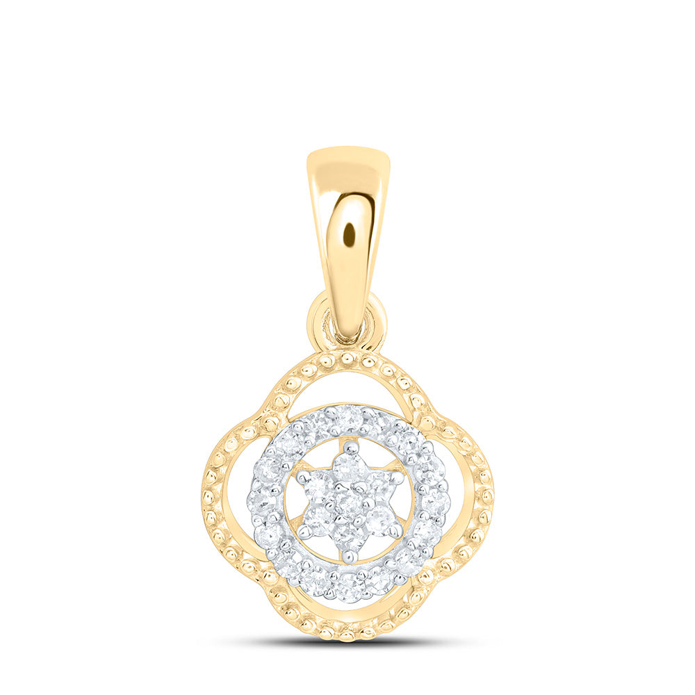 Sterling Silver 1/10 CTW-Natural Diamond Gift Clover Pendant