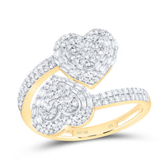 10k Gold 5/8 CTW-Natural Diamond Fashion Heart Cuff Ring
